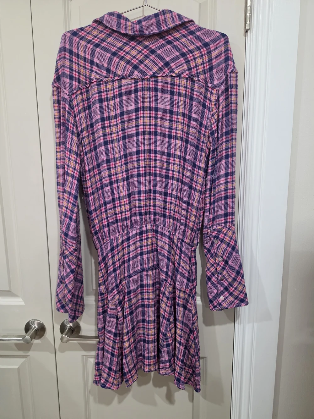 Free People Milo Plaid Button Down Mini Dress XS NWOT